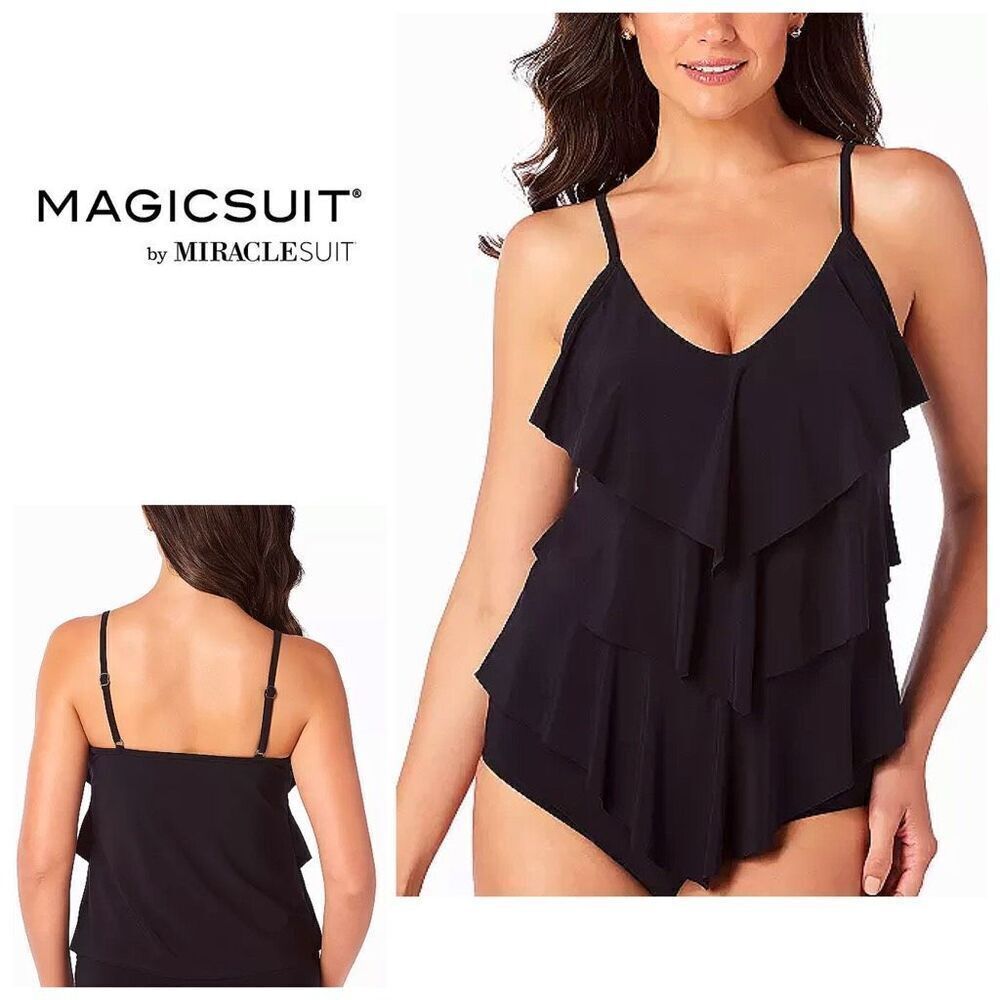 New. Magicsuit black tiered tankini top. 12. Retails $124